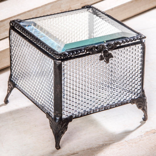 Clear Glass Trinket Jewelry Box
