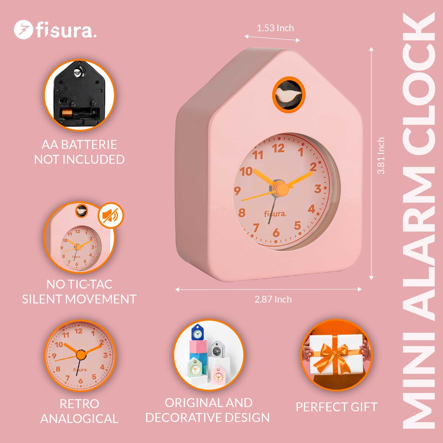 Pink Mini House Alarm Clock