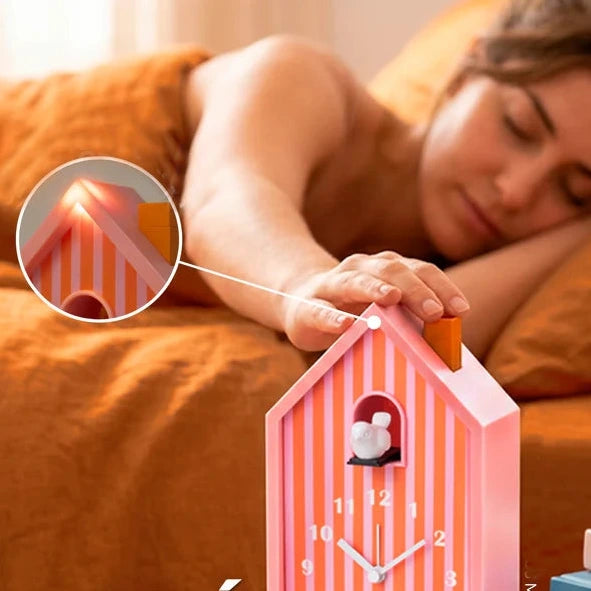 Orange and Pink House Cuckoo Alarm Clock