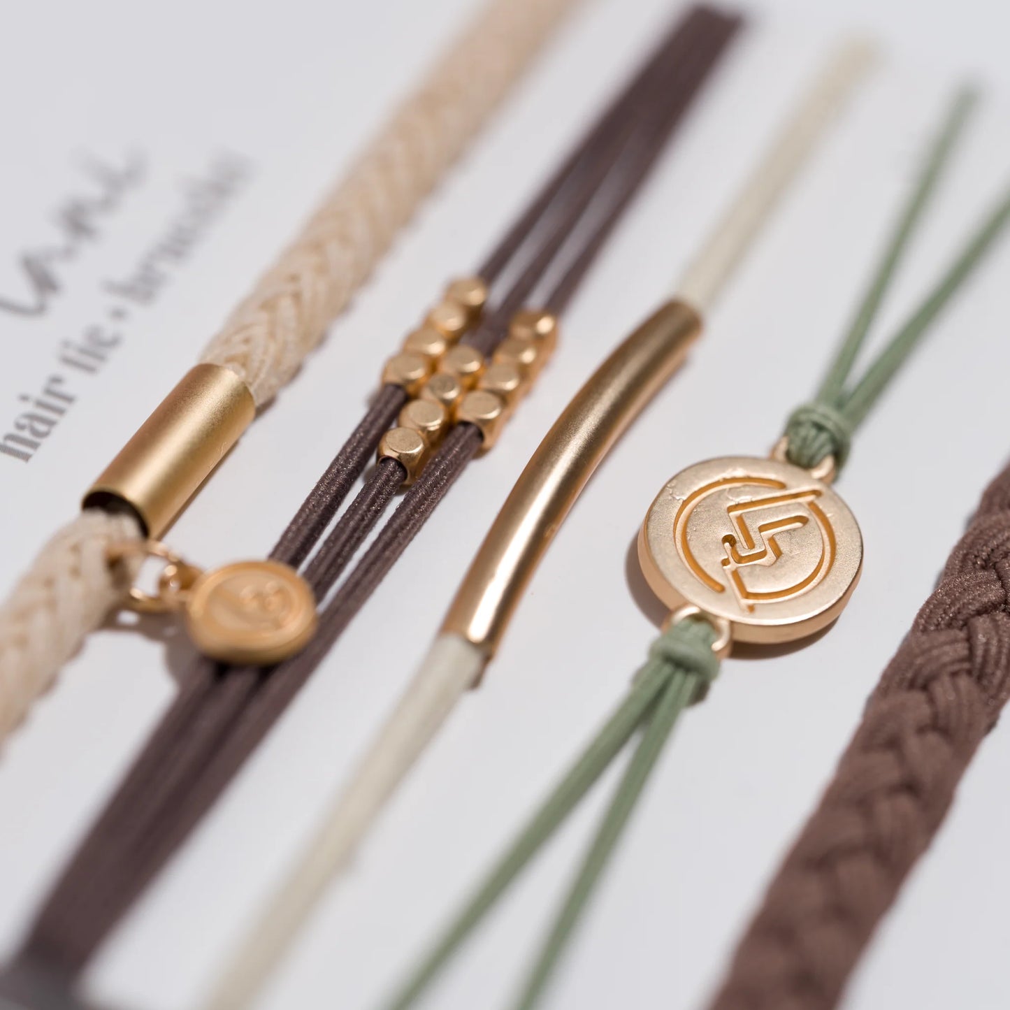 Climb Gold Mountain Peak Charm Hair Tie Bracelet Set