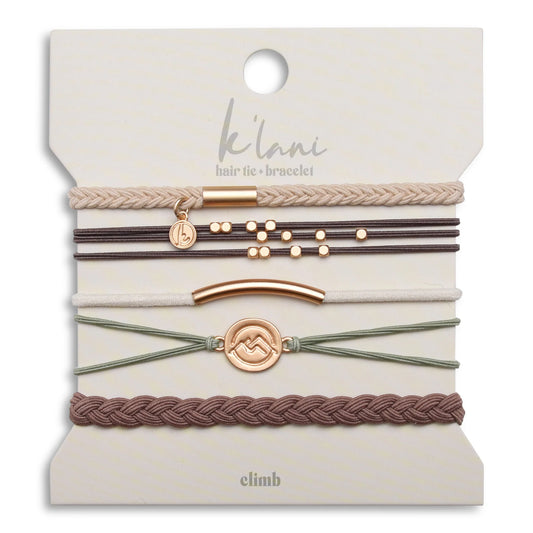 Climb Gold Mountain Peak Charm Hair Tie Bracelet Set