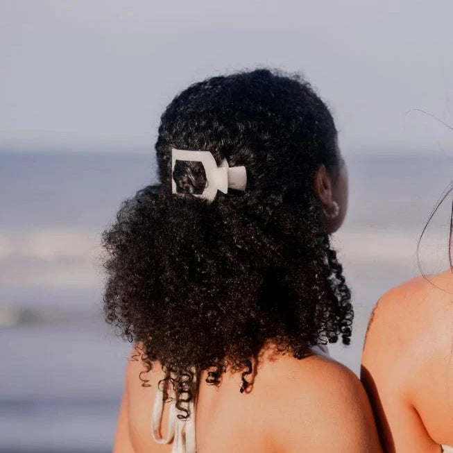 Coconut White Small Flat Square Hair Clip