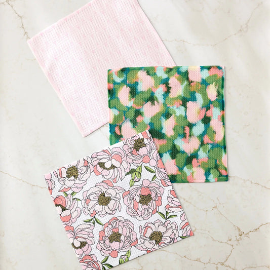 Peony Paradise Dishcloth Set of 3