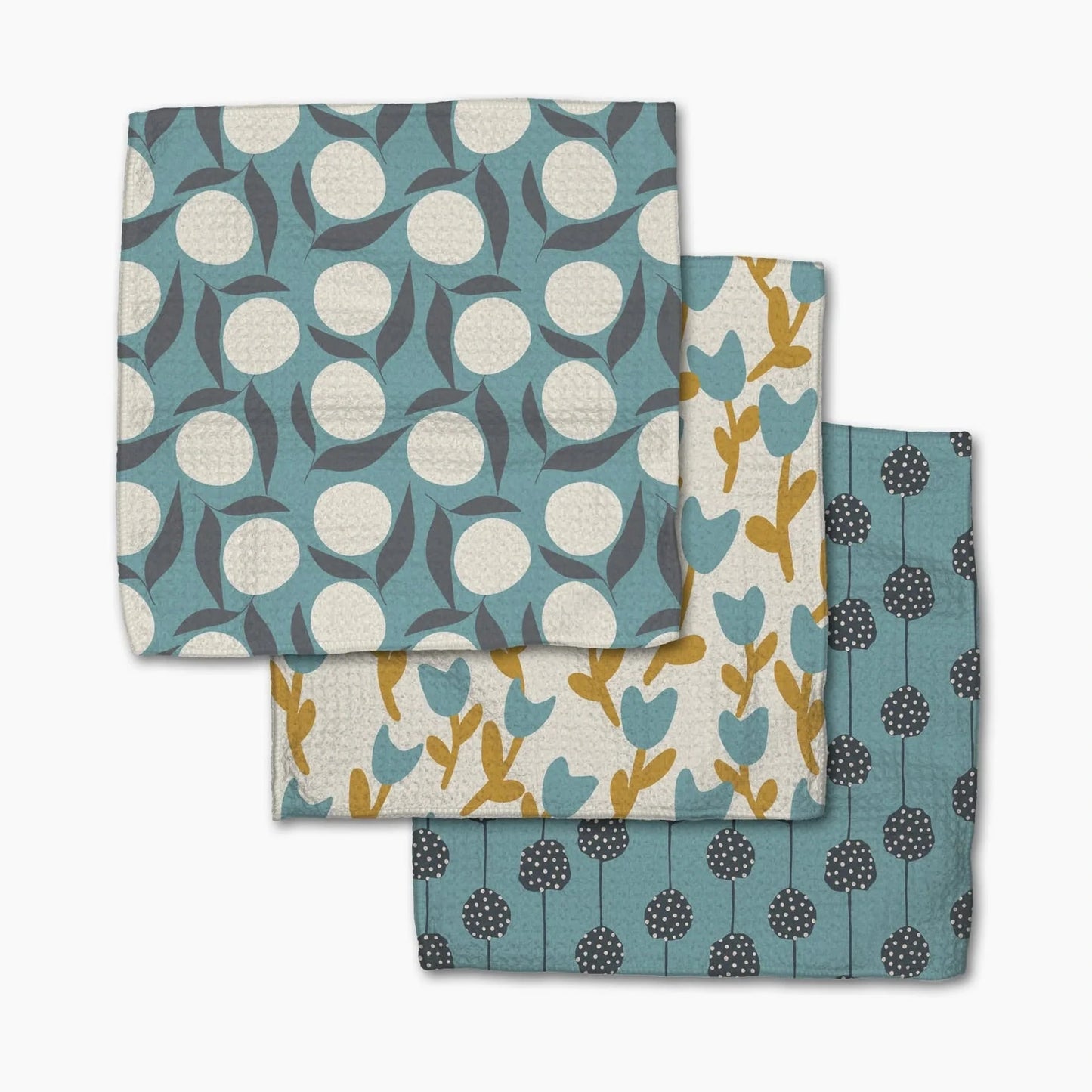 Polka Dot Blooms Dishcloth Set of 3
