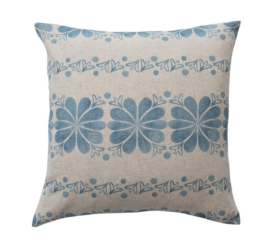 18" Square Cotton & Linen Printed Pillow Pears in Bowl