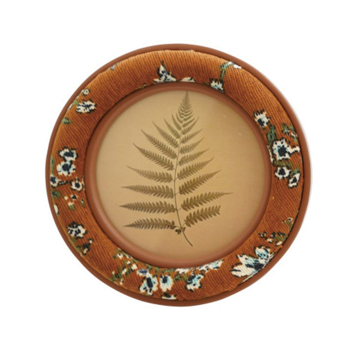 Round Fabric Covered Photo Frame with Floral Pattern