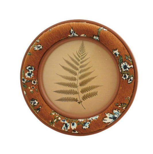 Round Fabric Covered Photo Frame with Floral Pattern