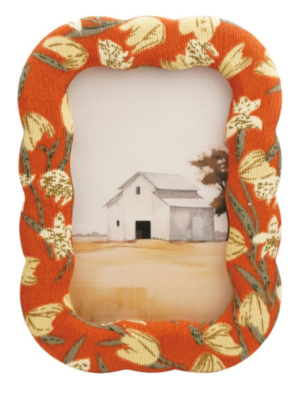 Rectangle Fabric Covered Photo Frame with Floral Pattern