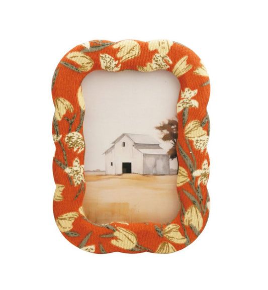 Rectangle Fabric Covered Photo Frame with Floral Pattern