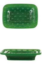 Green Translucent Glass Soap Dish