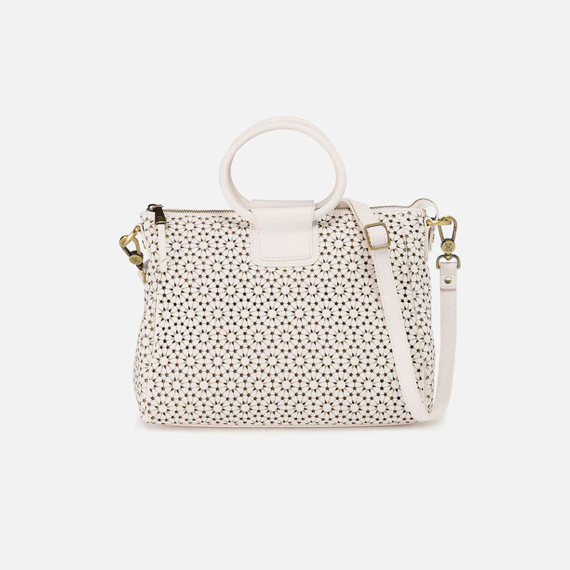 Sheila Medium Satchel Ecru Daisy Perf