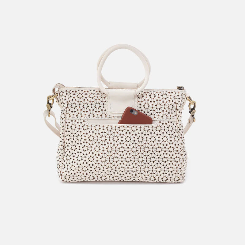 Sheila Medium Satchel Ecru Daisy Perf