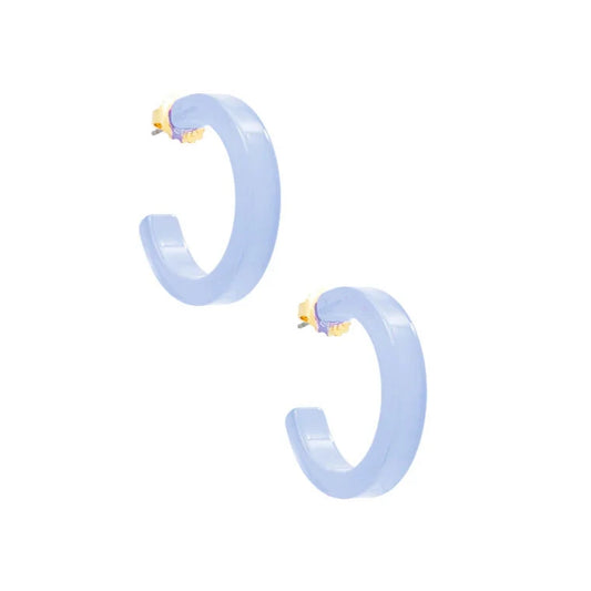 Small Resin Hoop Earrings Light Blue