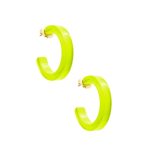 Small Resin Hoop Earrings Lime