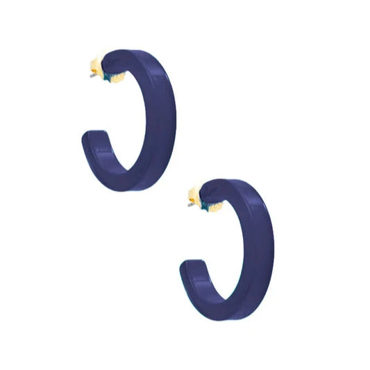 Small Resin Hoop Earrings Navy