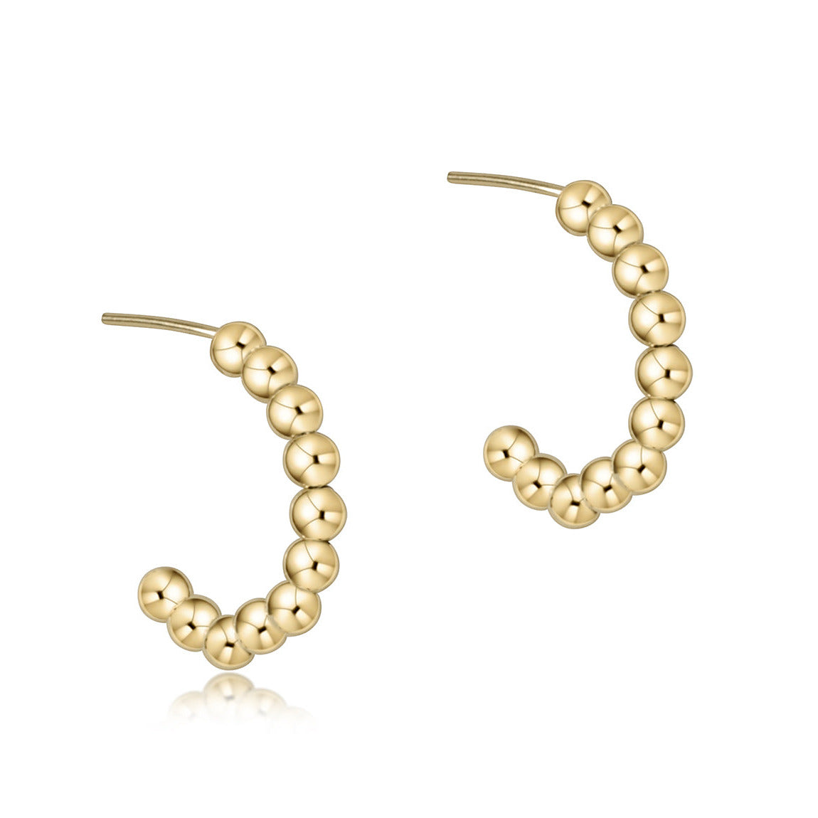Beaded Classic 1" Post Hoop 3mm Gold