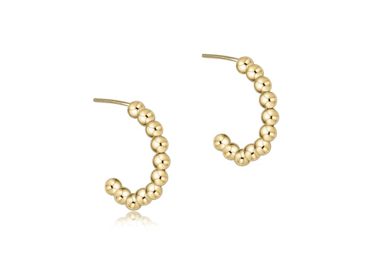 Beaded Classic 1" Post Hoop 3mm Gold