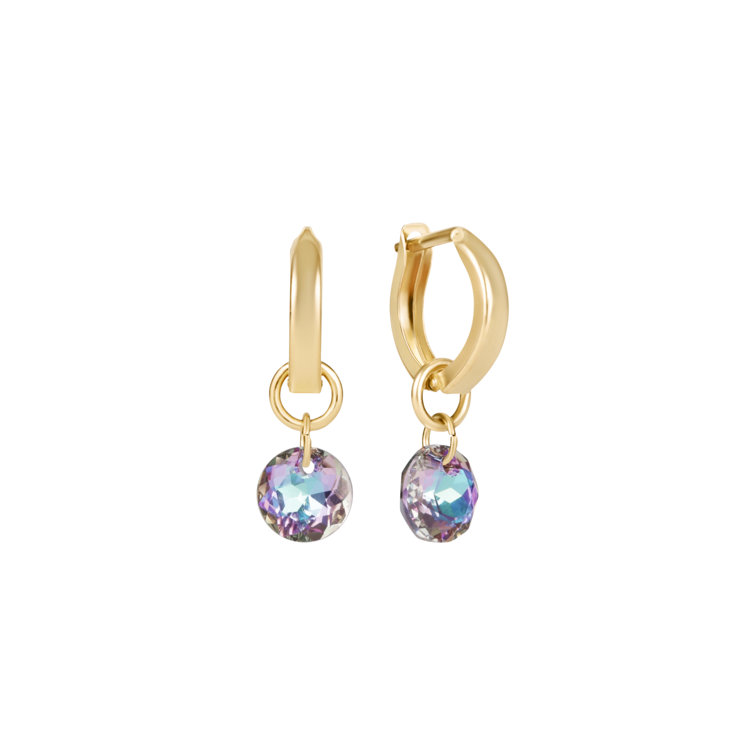 Huggie Gold 0.5" Hoop Reflection Small Charm Alexandrite