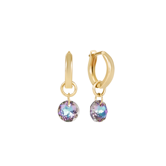 Huggie Gold 0.5" Hoop Reflection Small Charm Alexandrite