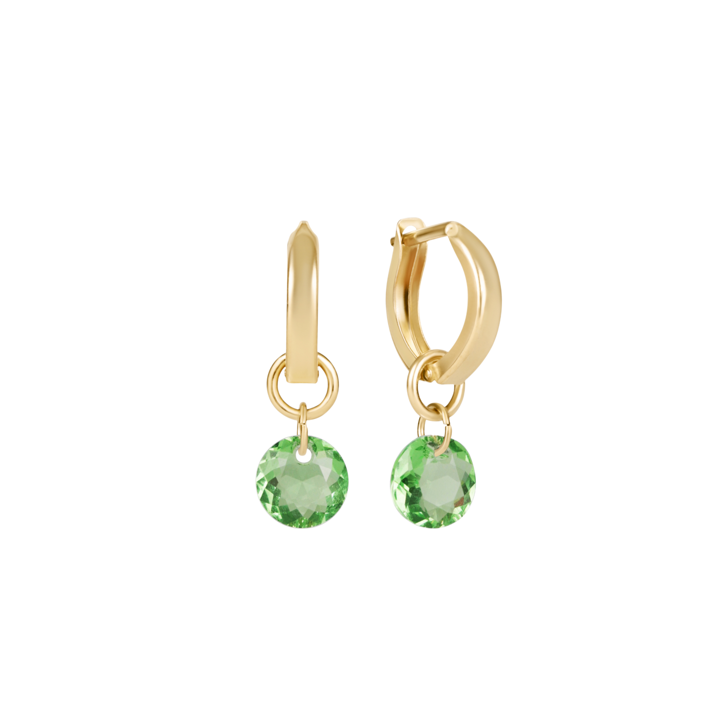 Huggie Gold 0.5" Hoop Reflection Small Charm Peridot