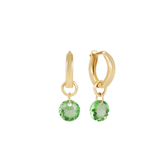 Huggie Gold 0.5" Hoop Reflection Small Charm Peridot