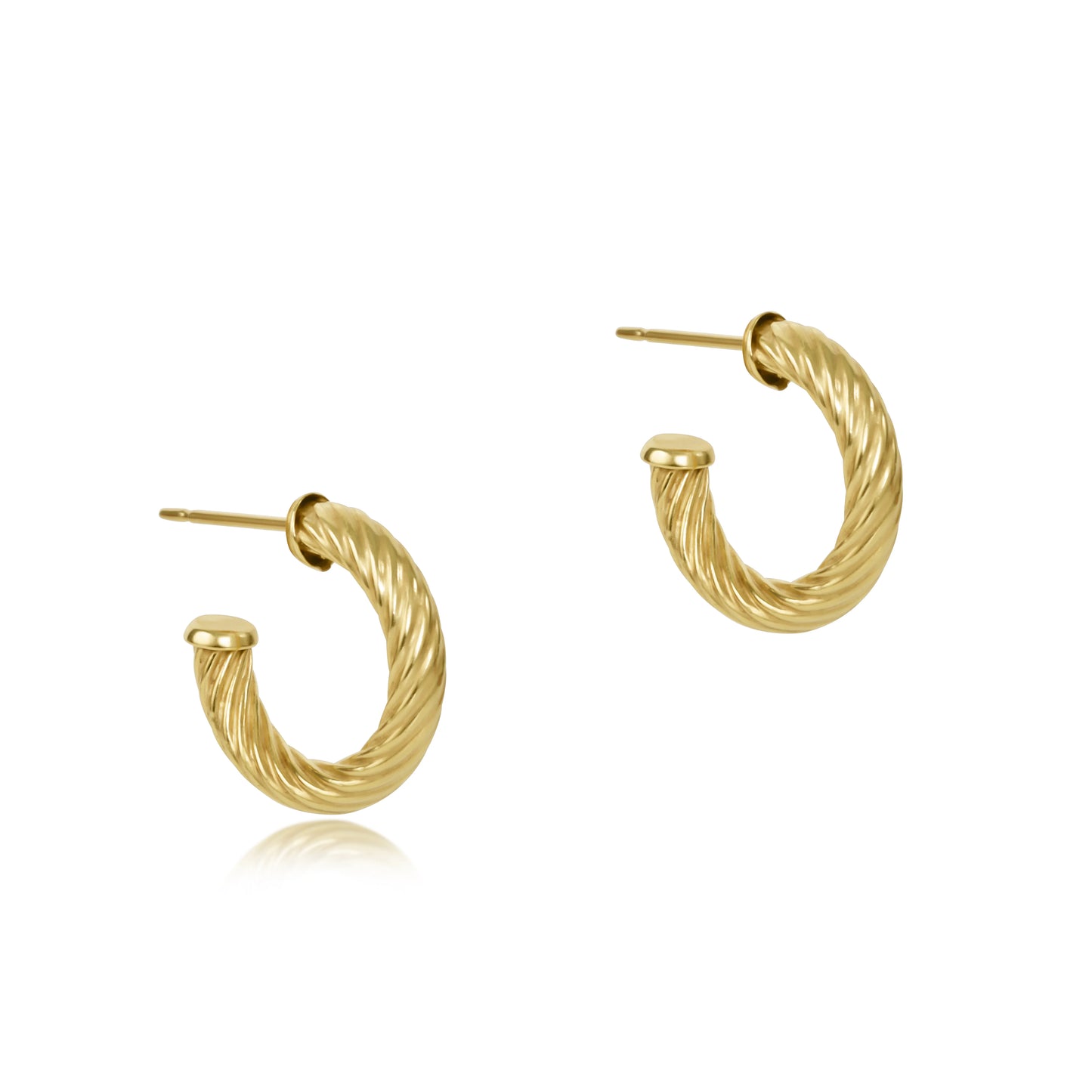 Round Gold .05" Post Hoop 4mm Textured Twist Earring