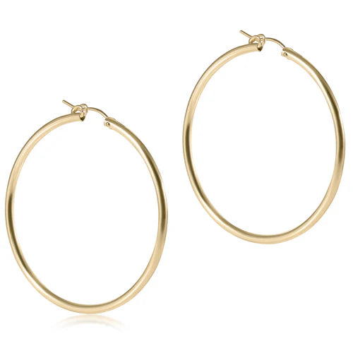 Round Gold 2" Hoop Smooth Earrings
