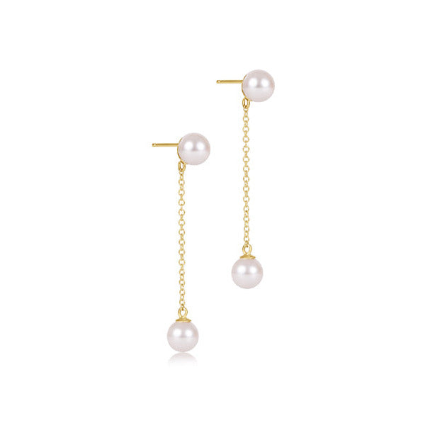 Simplicity Chain Gold Drop Pearl 6mm Earrings