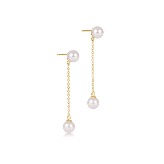 Simplicity Chain Gold Drop Pearl 6mm Earrings