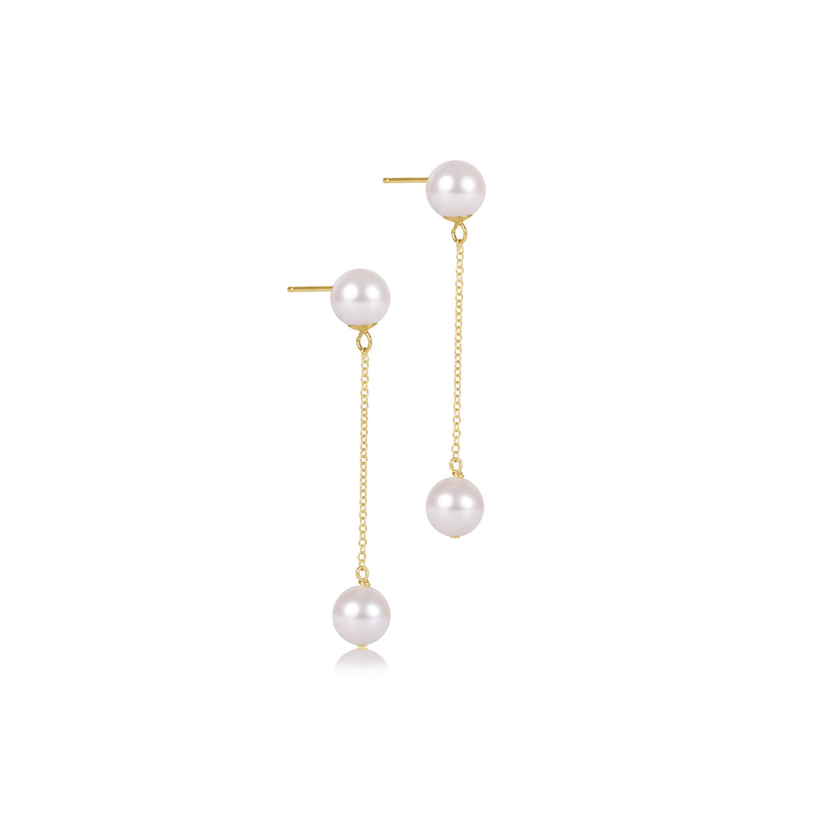 Simplicity Chain Gold Drop Pearl 8mm Earrings