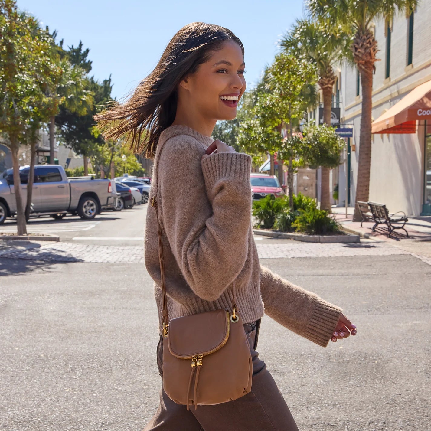 Fern Zip-Flap Crossbody Timber Brown