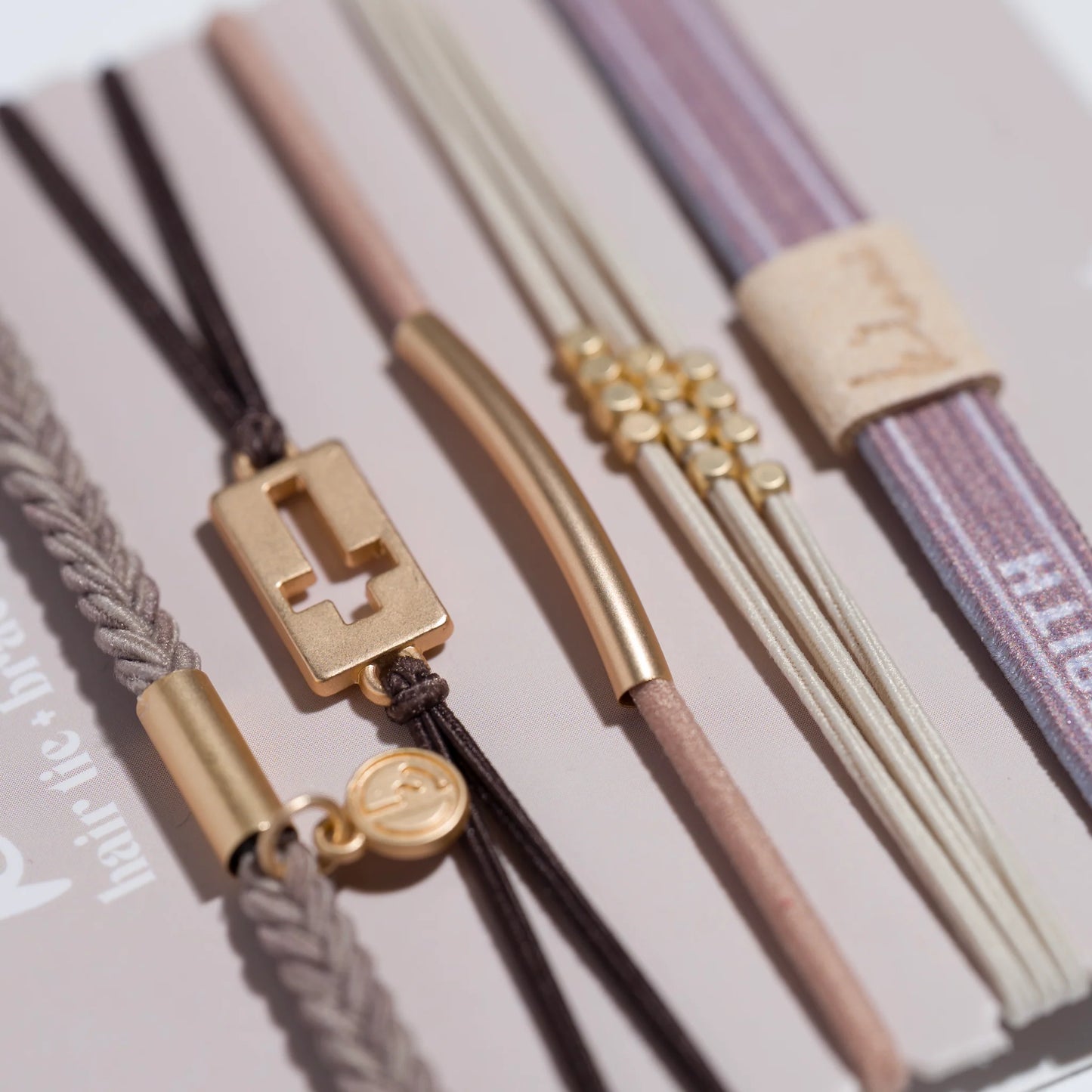 Faith Gold Cross Hair Tie Bracelet Set Large