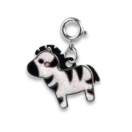 Glitter Zebra Charm