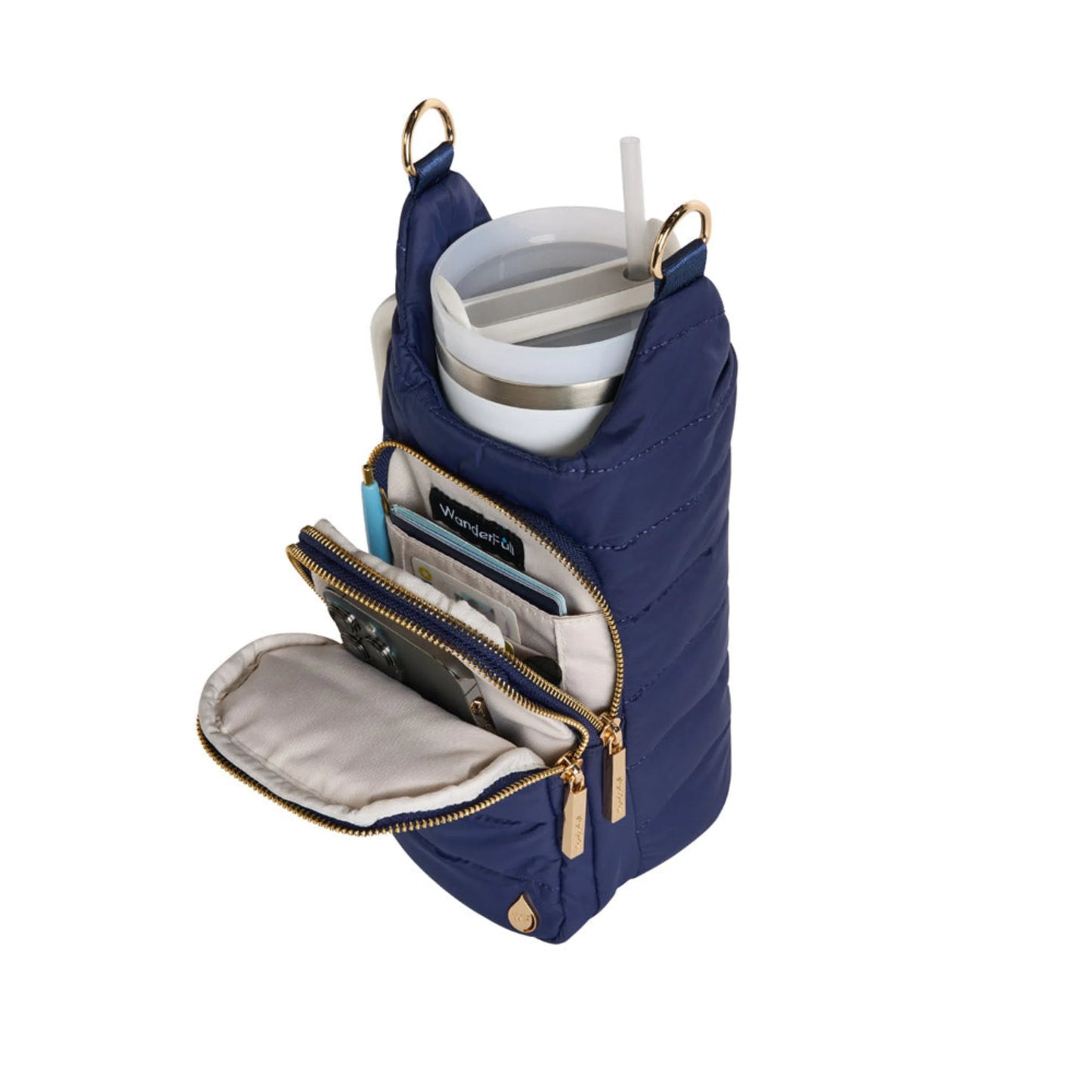 HydroBag Handle Navy Matte with Solid Vegan Leather Strap