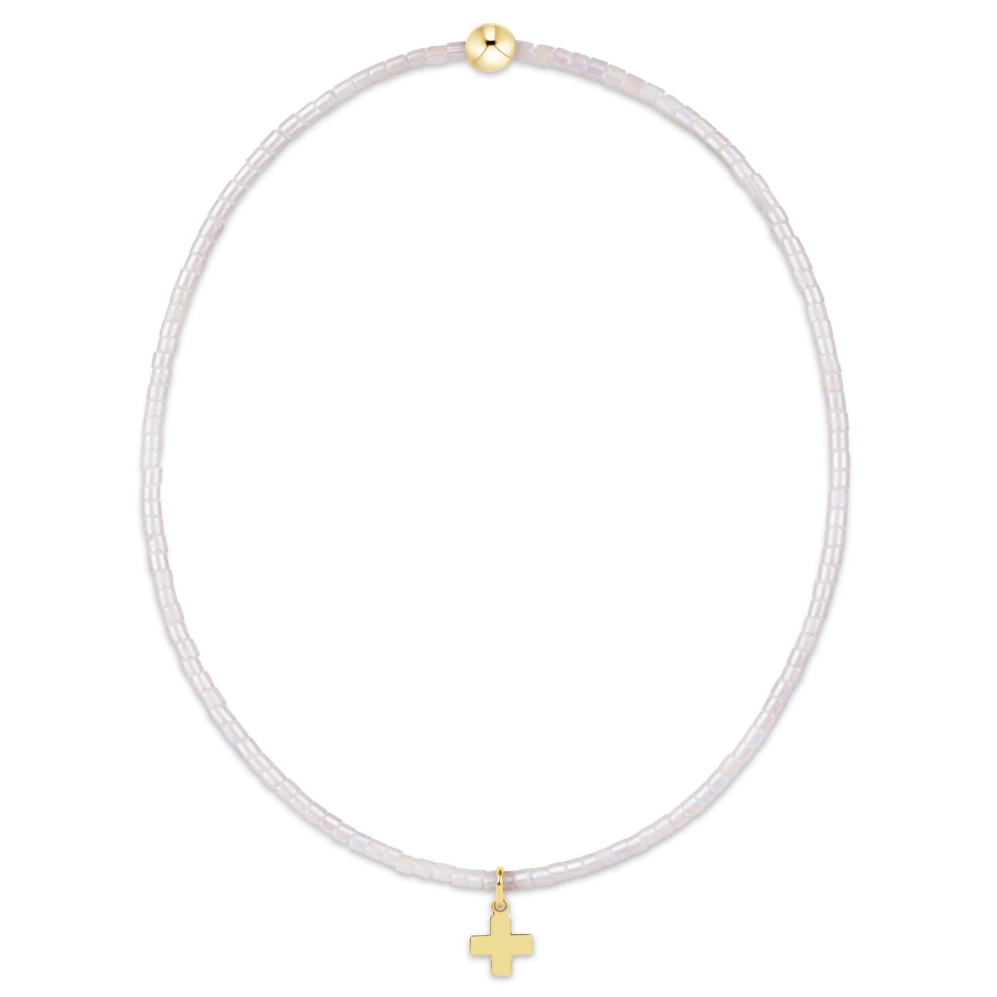 Hope Classic Silky White Bracelet Signature Cross Small Gold Charm