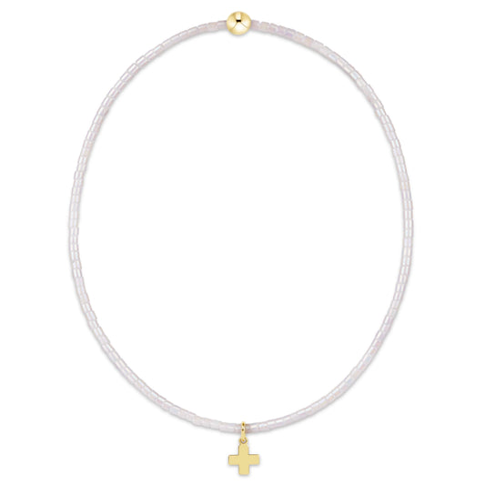 Hope Classic Silky White Bracelet Signature Cross Small Gold Charm