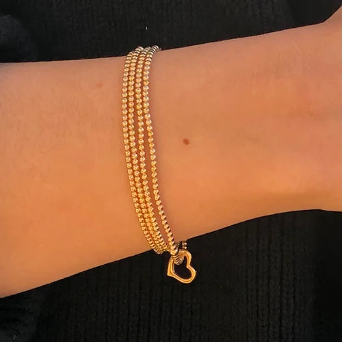 Extends Classic Gold 2.5mm Bead Bracelet Love Gold Charm