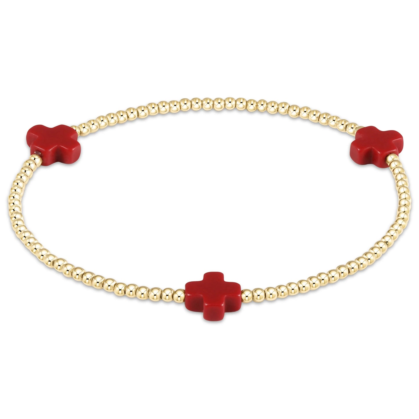 Red Signature Cross 2mm Gold Bracelet