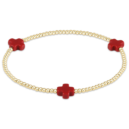 Red Signature Cross 2mm Gold Bracelet