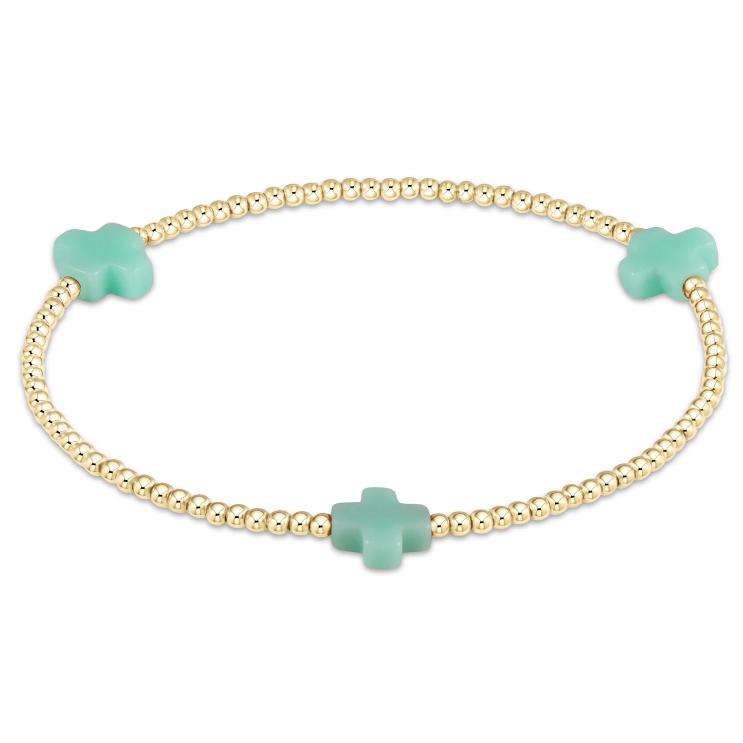 Mint Signature Cross 2mm Gold Bracelet