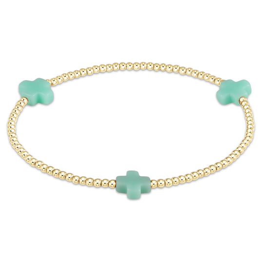 Mint Signature Cross 2mm Gold Bracelet