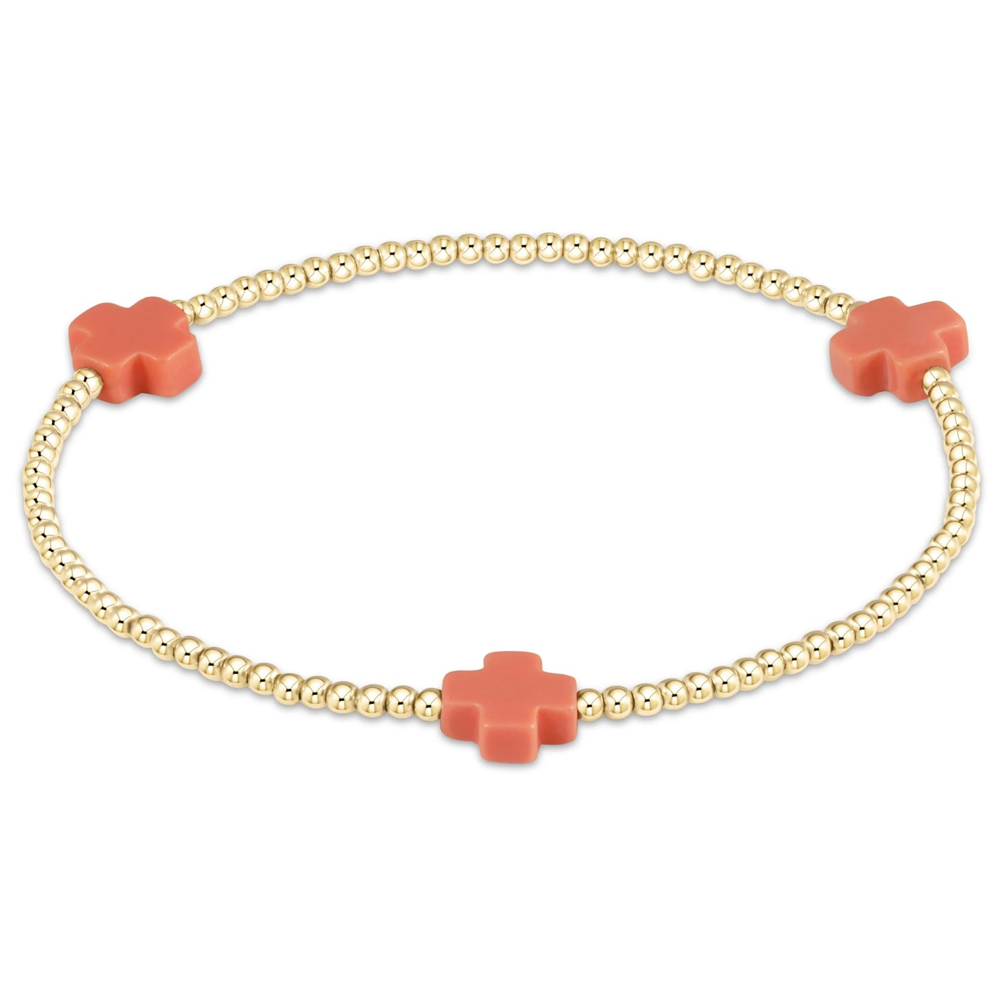 Coral Signature Cross 2mm Gold Bracelet