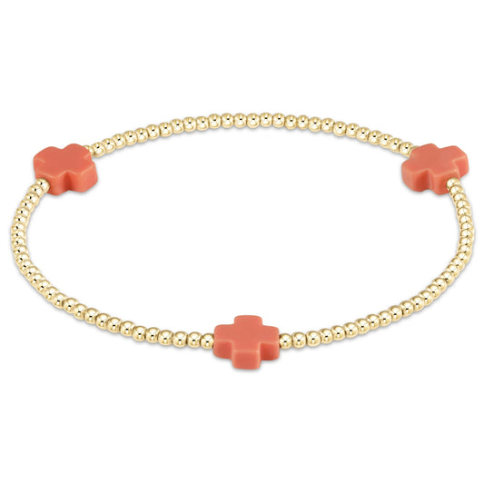 Coral Signature Cross 2mm Gold Bracelet