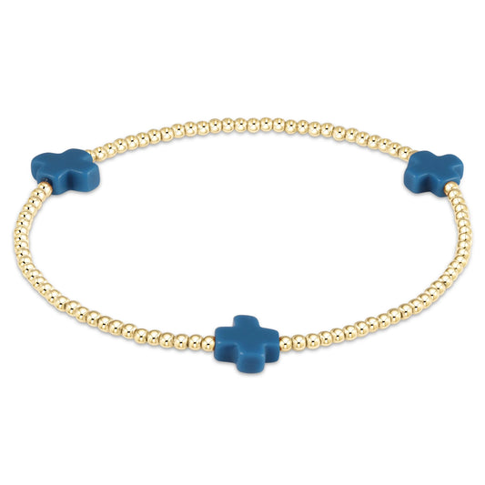 Cobalt Signature Cross 2mm Gold Bracelet