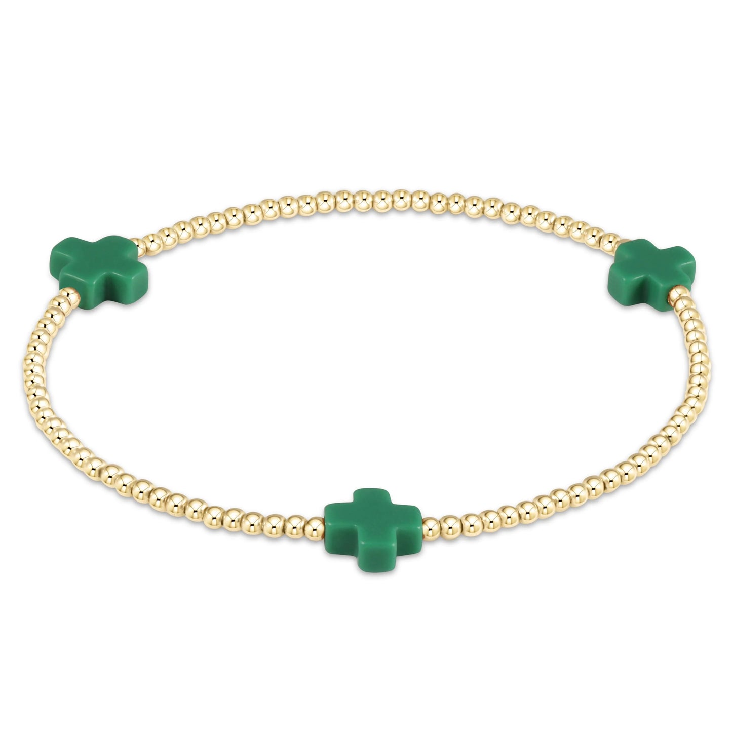 Emerald Signature Cross 2mm Gold Bracelet