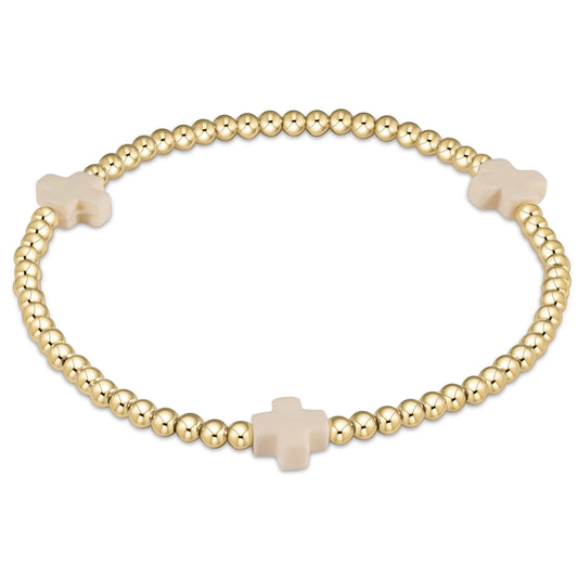 Extends Signature Cross 3mm Gold Bracelet Off-White