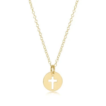 16" Necklace Gold Blessed Small Disc