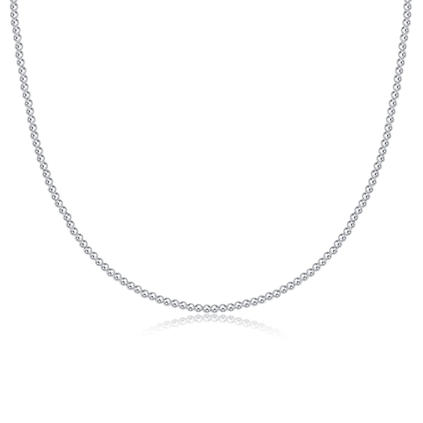 17" Choker Beaded Classic Sterling 2mm Chain
