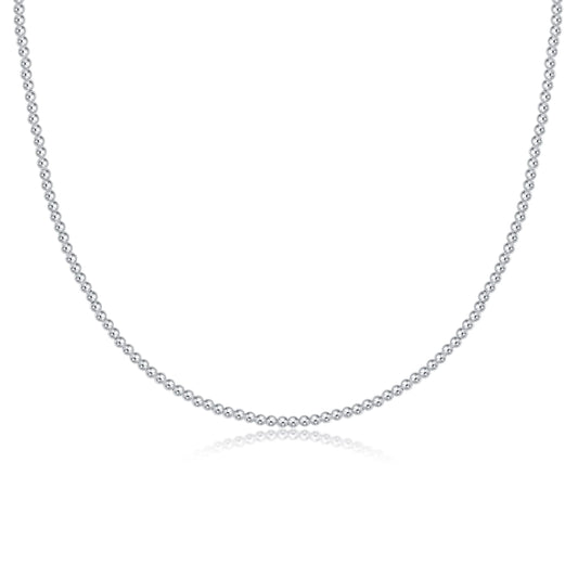 17" Choker Beaded Classic Sterling 2mm Chain