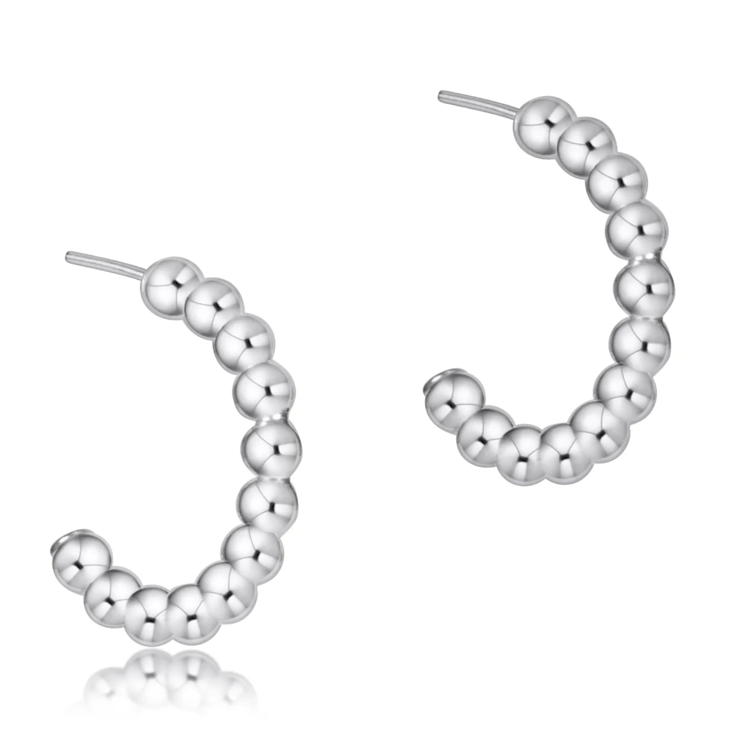 Beaded Classic 1" Post Hoop 3mm Sterling
